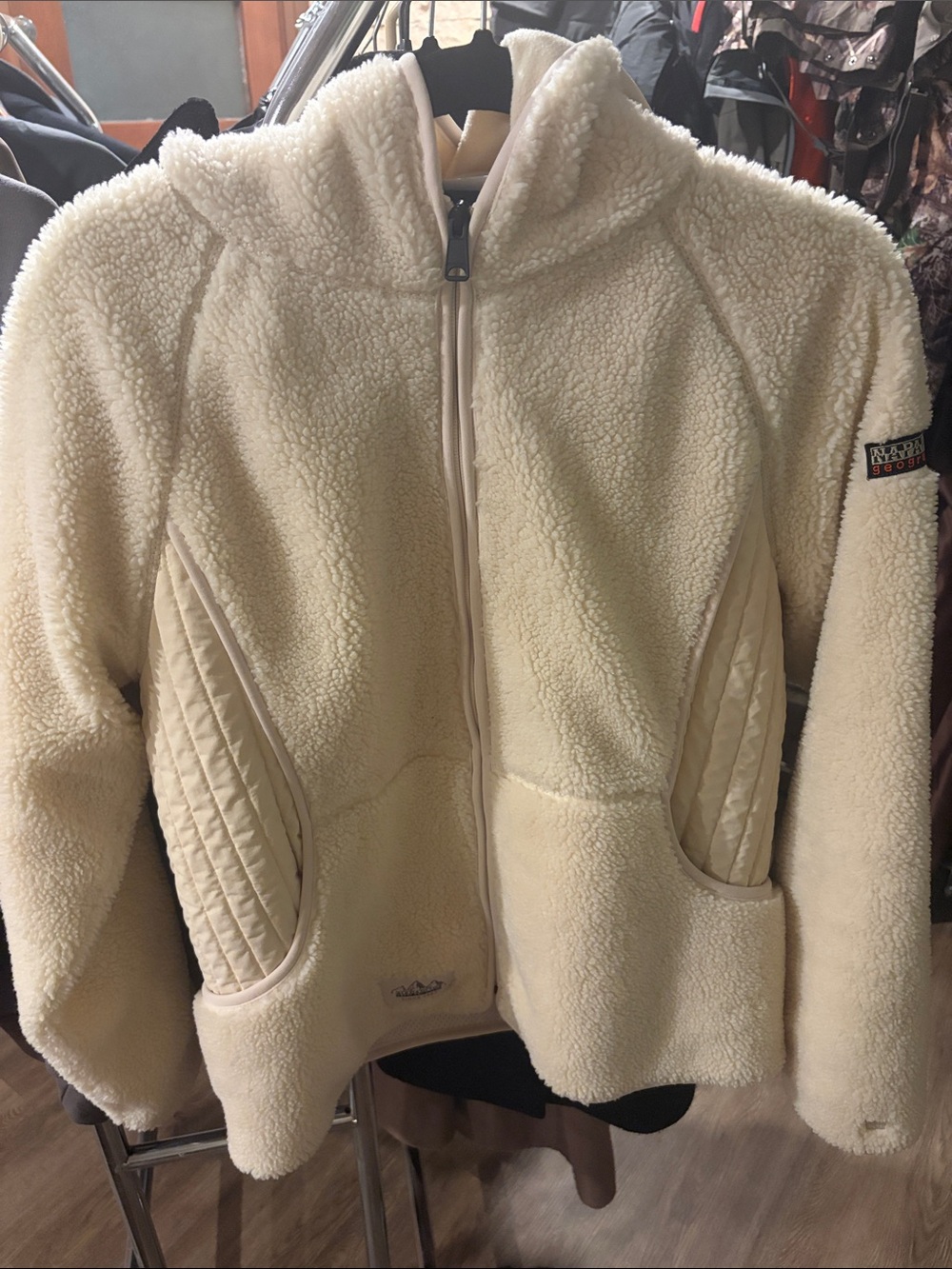 Napapijri Cream Sherpa Fleece Zip Jacket
